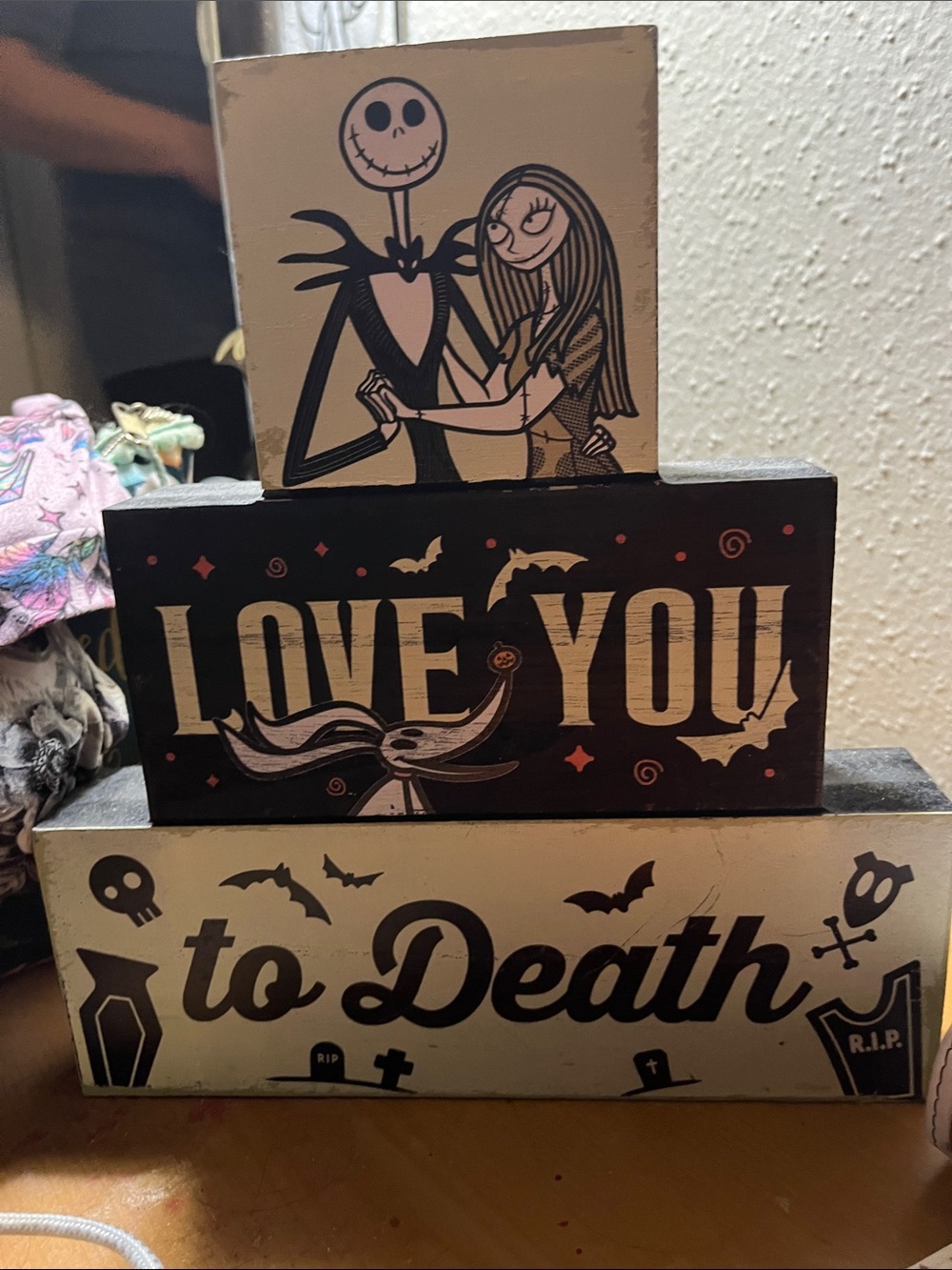 Love You to Death Block Décor - Halloween Jack & Sally Design